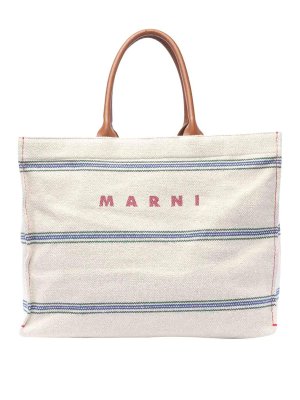 Marni: totes bags - Ivory and light blue tote bag