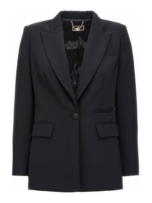 Elisabetta Franchi Single-Breasted Blazer - Black | GI10747E2110