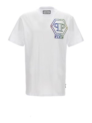 PHILIPP PLEIN: t-shirts - Rhinestone Logo T-Shirt