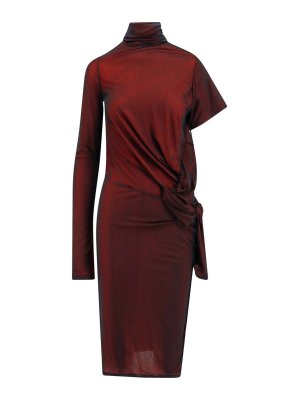 Maison Margiela: knee length dresses - Viscose Dress With Asymmetric Sleeves
