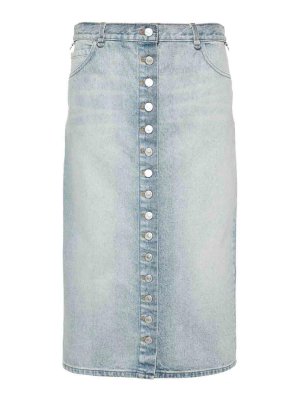Courreges: Knee length skirts & Midi - Denim Midi Skirt