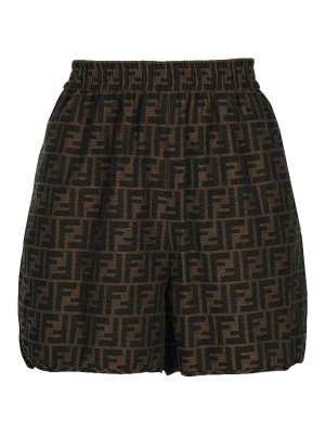 FENDI: Trousers Shorts - Brown Jacquard Shorts