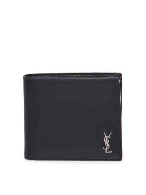 SAINT LAURENT: wallets & purses - Metal Logo Ysl Wallet In Calfskin