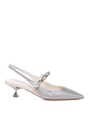 MIU MIU: court shoes - Silk Blend Slingback With Applications