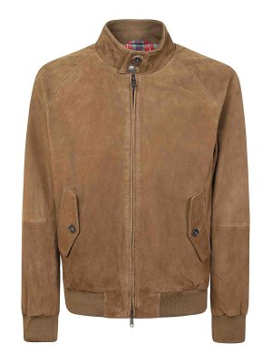 BARACUTA: leather jacket - jacket in olive suede leather