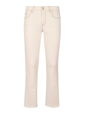 FAY: bootcut jeans - Stretch denim jeans cream zip iconic hem