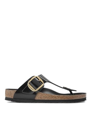 BIRKENSTOCK: sandali - Gizeh fibbia grande nera lucida