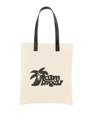 Palm Angels: borse a tracolla - Borsa shopping in tela di cotone