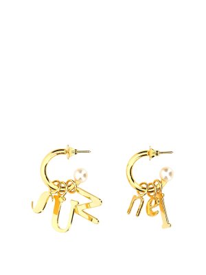 SUNNEI: Earrings - Lettering Logo Dangle Earrings
