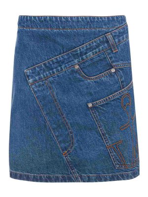 J.W. ANDERSON: mini skirts - Twisted denim miniskirt
