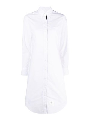 THOM BROWNE: knee length dresses - Logo-patch cotton shirtdress