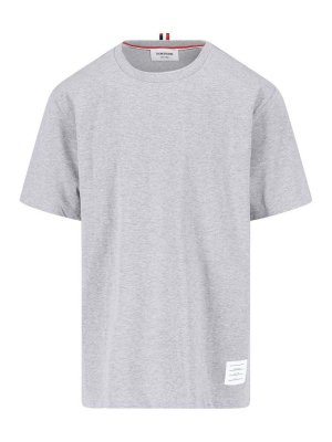 Tシャツ・カットソー THOM BROWNE Men T-shirt White MJS281AJ0199 100 Short Sleeve Tee W/ Navy 4 Bar Snake Embroidery In Medium