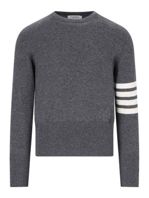 THOM BROWNE: Strickpullover mit Rundhalsausschnitt - Rundhalspullover - Grau