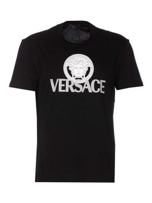 Versace Black Cotton T-Shirt - Black - Men | 10139441A114721B000