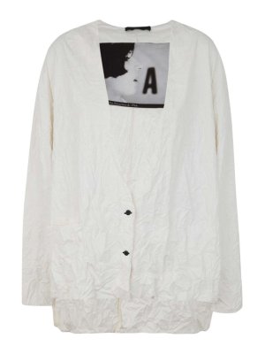 MARIA CALDERARA: crew necks - Crinkled faux leather sweater