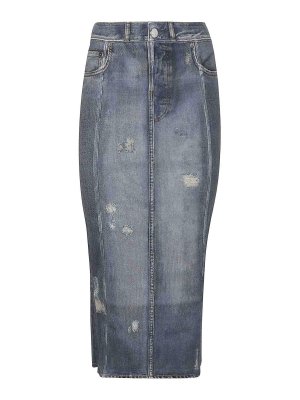 Acne Studios: Knee length skirts & Midi - Denim effect midi skirt