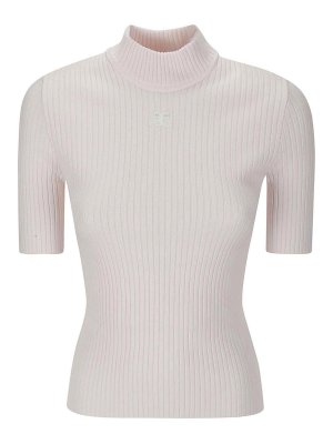 Courreges: Pull col rond - Pull Col Rond - Rose Clair