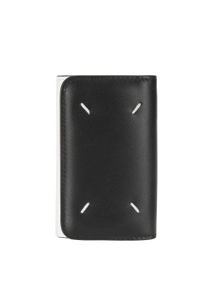 Women's Black & White Leather vertical key holder