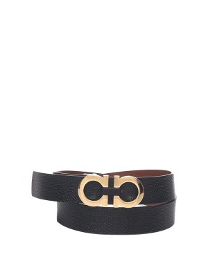 SALVATORE FERRAGAMO: belts - Double-sided leather belt