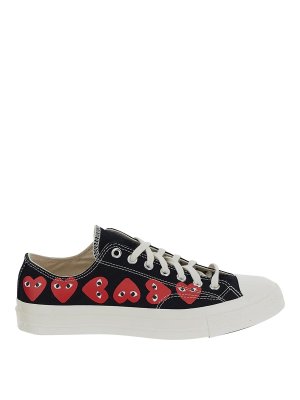 Comme des Garçons Play: trainers - low top sneakers in black with heart print