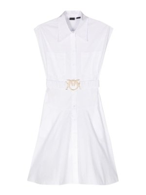 Pinko: knee length dresses - Sleeveless Cotton Shirt Dress