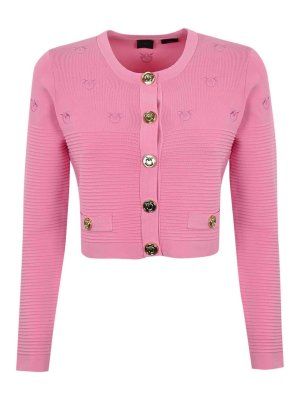 Pinko: cardigan - Cardigan Ciliegio Con Logo Love Birds