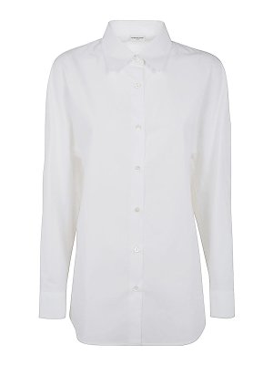 Tシャツ・カットソー AMI PARIS MANDARIN COLLAR SHIRT (USH218.CO0063 193 CHALK) AMI Classic Shirt Mandarin Collar Chalk - Calico Club