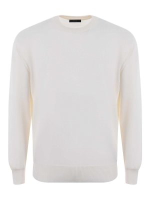 FAY: Strickpullover mit Rundhalsausschnitt - Rundhalspullover - Creme
