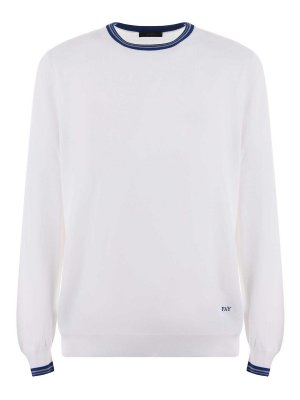 FAY: Strickpullover mit Rundhalsausschnitt - Rundhalspullover - Weiß