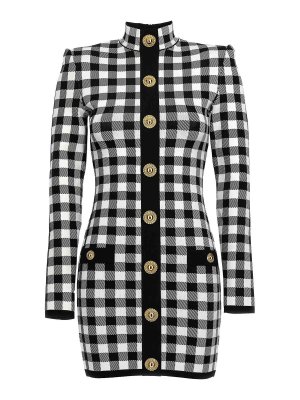 Balmain: knee length dresses - Vichy Knit Dress