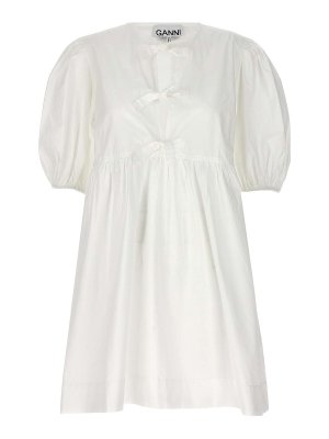 GANNI: Robe longueur genou - Robe Au Genou - Blanc