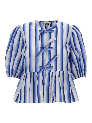 GANNI: blouses - Tie String Peplum Blouse