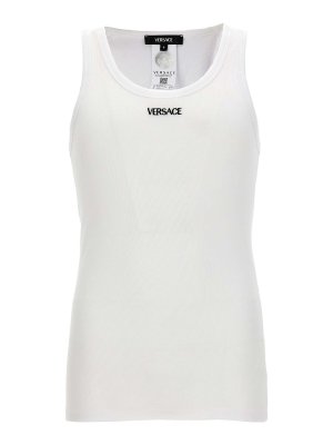 VERSACE: Tops & Tank tops - Logo Embroidery Tank Top