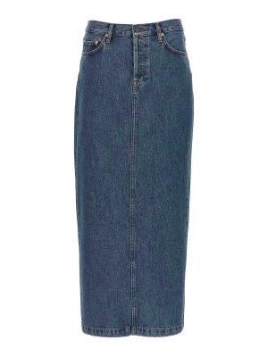 スカート TOM FORD Croc print skirt Blue GCL871LEX306 Croc-effect leather midi skirt in blue - Tom Ford | Mytheresa