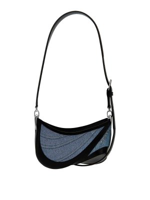MUGLER: borse a tracolla - Borsa small denim spiral curve