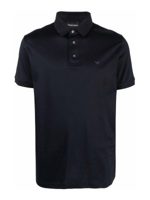 Emporio Armani Logo Cotton Polo Shirt - Blue | 3D1FM41JCYZ09R7
