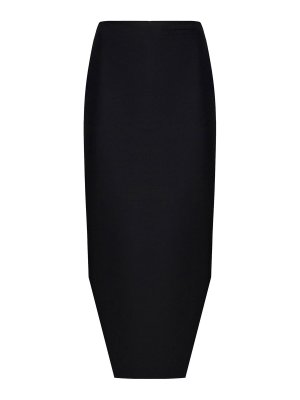 GIVENCHY: Knee length skirts & Midi - Black Wool And Mohair Asymmetric Midi Skirt