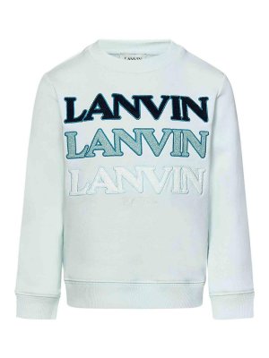 LANVIN: Sweatshirts & Sweaters - Light Blue Cotton Sweatshirt For Boys