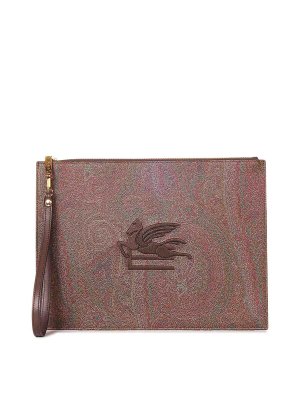Etro Coated canvas clutch with paisley motif