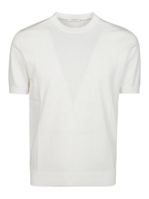 Paolo Pecora: Strickpullover mit Rundhalsausschnitt - Rundhalspullover - Weiß