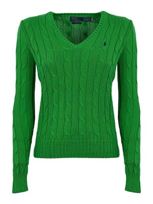 POLO RALPH LAUREN: v necks - Cable Knit Sweater With V-Neck