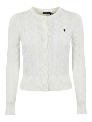 POLO RALPH LAUREN: cardigan - Cardigan a trecce con logo
