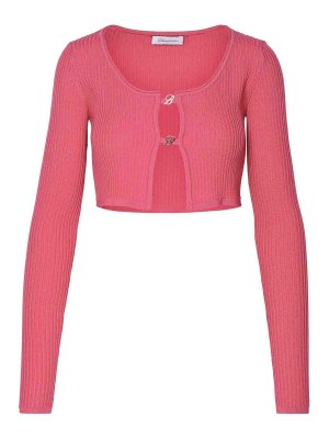 BLUMARINE: Sweatshirts & Sweaters - Fuchsia Viscose Lend Cropped Sweater