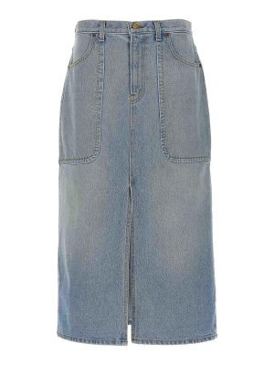 B SIDES JEANS: Knielange und Midi Röcke - Midirock - Hellblau