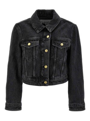 GANNI: blazers - Cropped Denim Jacket