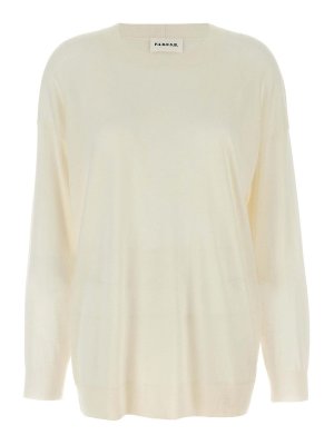 P.A.R.O.S.H.: Strickpullover mit Rundhalsausschnitt - Rundhalspullover - Weiß