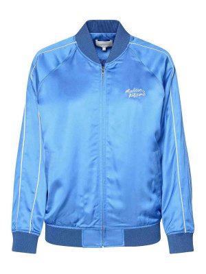 MAISON KITSUNÉ: casual jackets - Teddy Light Blue Viscose Jacket