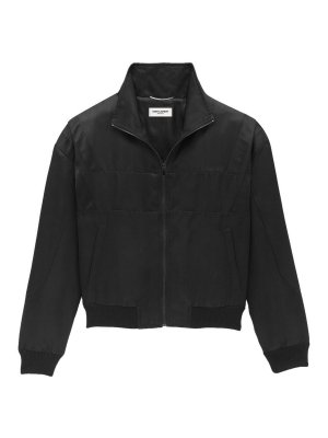SAINT LAURENT: casual jackets - Logo Satin Bomber Jacket