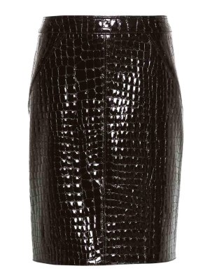 TOM FORD: gonne al ginocchio  e longuette - Gonna longuette in pelle goffrata coccodrillo
