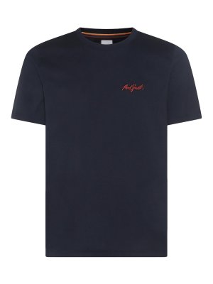 PAUL SMITH: t-shirt - T-shirt in cotone blu navy e rosso
